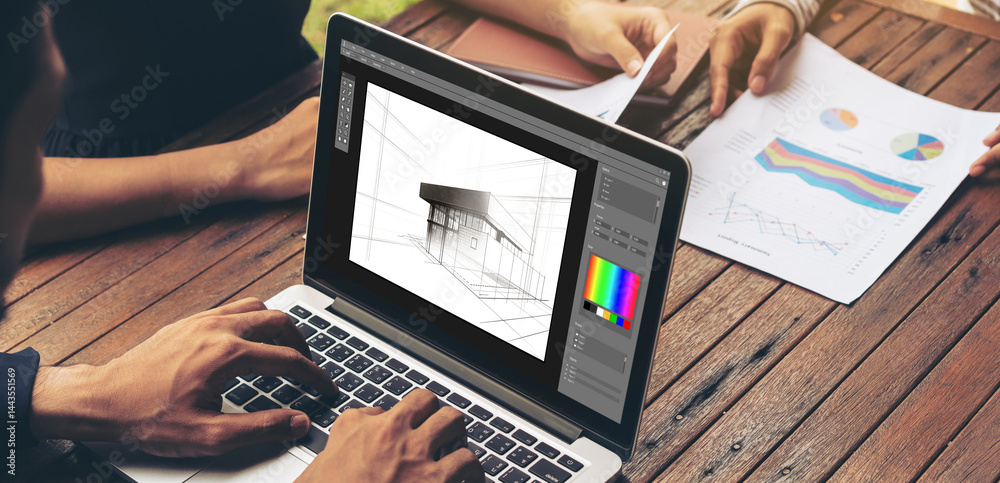 Wall mural architectural design modish software application for architect business and professional designer