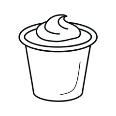 Yogurt Cup Minimal Line Art Vector