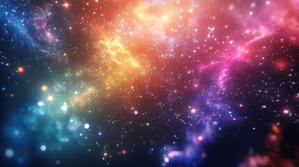Obraz premium Colorful cosmic background filled with stars and nebulae in vibrant hues of blue, pink, and orange swirling through the universe.
