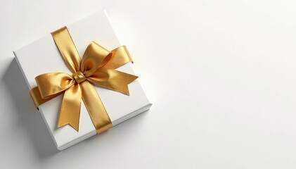 Elegant gold ribbon & bow gift box pattern on white, bow, background, celebration