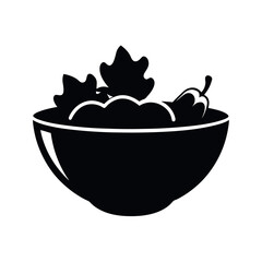 Salad Bowl Black Vector Silhouette