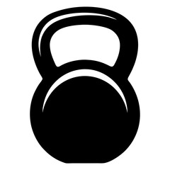 A black and white vector illustration of a kettlebell, shown in a simple and iconic style