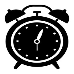 Black alarm clock icon with vintage design and metal details