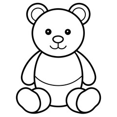 A simple, cute, and minimalist icon of a teddy bear sitting upright, with a focus on its round head, small ears, and seated posture