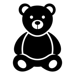 A simple, cute, and minimalist icon of a teddy bear sitting upright, with a focus on its round head, small ears, and seated posture