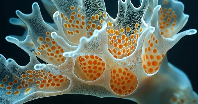 Close-up shot of a nudibranch with its intricate details and vibrant colors.