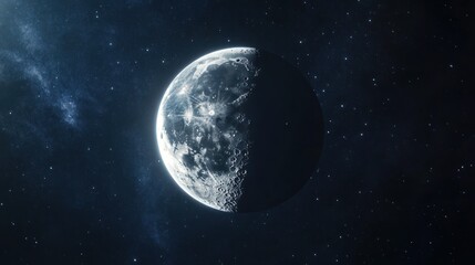 Fototapeta premium Half Moon in Cosmic Night