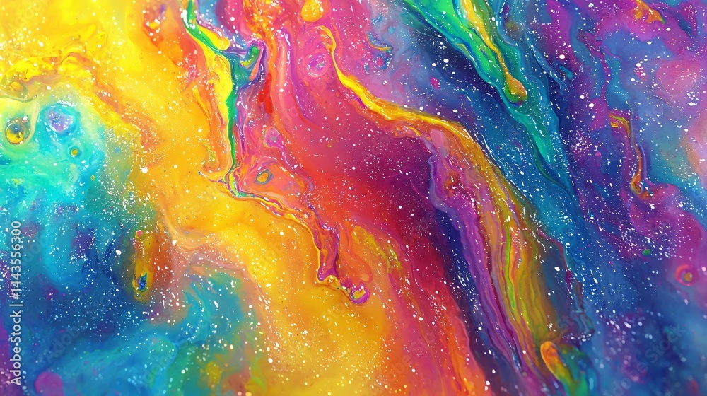 Poster an artistic representation of colorful paints blended together creating a stunning visual display of