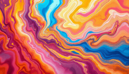 Fototapeta premium Colorful abstract swirl patterns created using fluid art techniques at a vibrant art studio