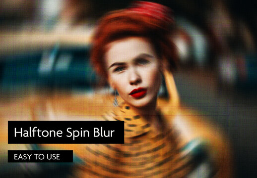 Spinning Halftone Radial Blur Image Effect 