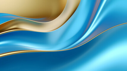 Obraz premium Elegant Blue and Gold Abstract Silk Flow Background