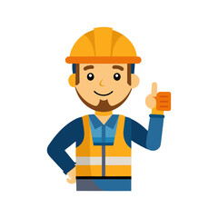 Man Construction Worker Giving Thumbs Up On Transparent Background