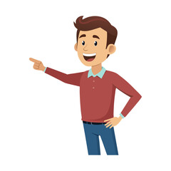 Smiling Man Pointing At Something On Transparent Background