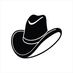 Cowboy Hat Cartoon Silhouette Vector Art Illustration