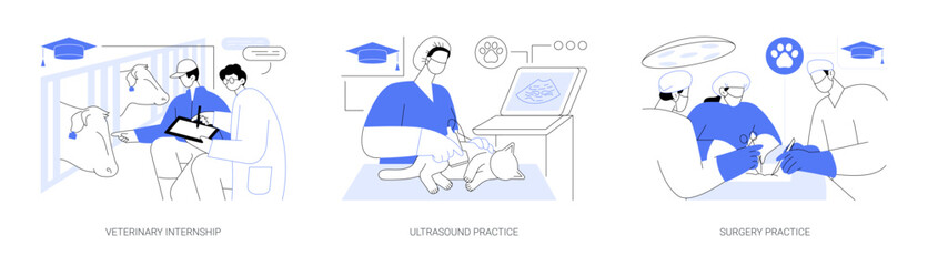 Veterinary Medicine internship isolated cartoon vector illustrations se