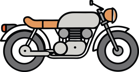 Fototapeta premium Retro motorcycle illustration simple design isolated on white background