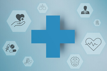 healthcare and medical services. This concept illustrates health insurance and the access to comprehensive welfare health benefits