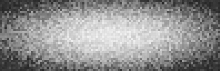 Large horizontal pixelated censor bar in grayscale, full-width blur for hiding visual content. Simulates content blocking, privacy or NSFW restriction. Abstract concealment design. Vector illustration
