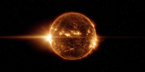 Solar Flare Eruption Fiery Sun Surface Intense Energy Cosmic Phenomenon Space Weather Solar Activity Astronomy Image Celestial Event Powerful Radiation Galactic Wonder
