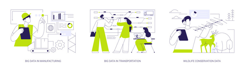 Big Data applications abstract concept vector illustrations.