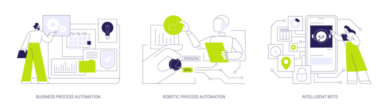 Business process automation abstract concept vector illustrations.