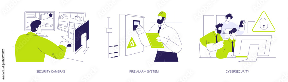 Sticker security technologies abstract concept vector illustrations.