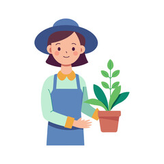 Woman Gardener Holding Potted Plant