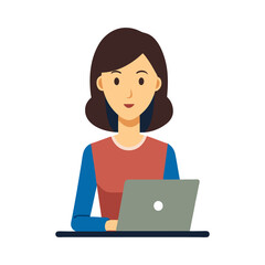 Woman Office Worker Typing On Laptop