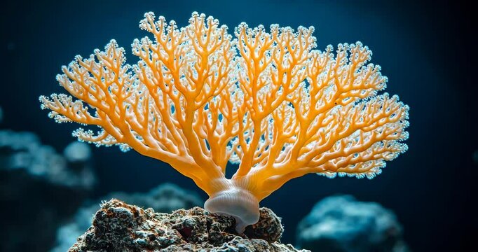 A vibrant coral polyp in a marine environment.