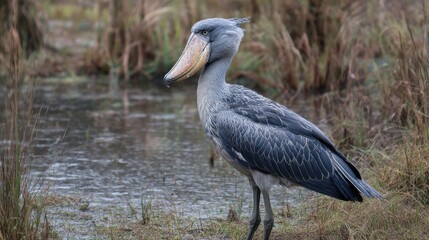 Fototapeta premium Shoebill Stork Portrait in Wetland Habitat