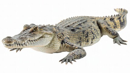Naklejka premium Realistic depiction of a crocodile resting on a flat surface