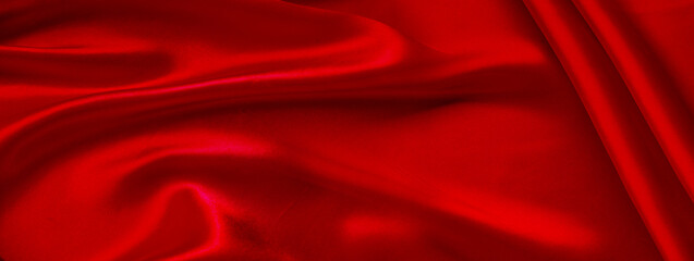 elegant delicate silk texture in red color with soft, gentle folds, interior design concept, silk cloth background, copy space for designer, mockup