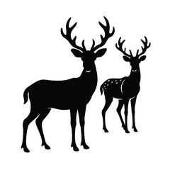 Fototapeta premium black silhouettes of wild deers