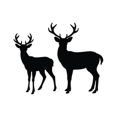 Naklejka premium black silhouettes of wild deers