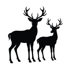 Fototapeta premium black silhouettes of wild deers
