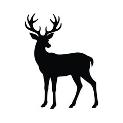 Fototapeta premium black silhouettes of wild deers
