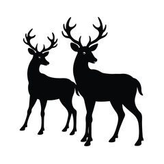 Obraz premium black silhouettes of wild deers