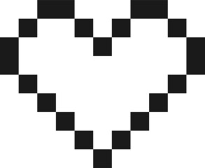 Pixel heart icon. Vector. Line style.