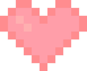 Pink pixel heart icon. Vector. Pixel art.