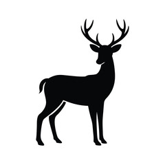 Fototapeta premium deer in nature trees forest hunting logo black silhouette