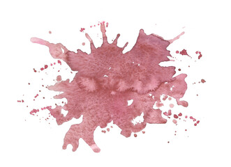 Watercolor blot, red spot, done in watercolor