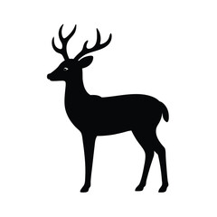 Obraz premium Minimalist Single Deer Silhouette Vector Smooth Design