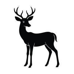 Obraz premium Elegant Single Deer Silhouette Vector Sharp and Clean