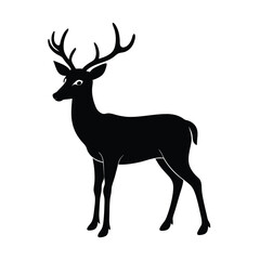 Obraz premium Elegant Single Deer Silhouette Vector Sharp and Clean