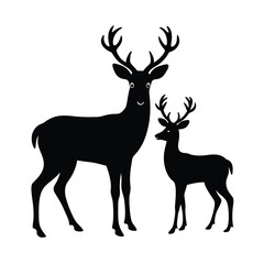 Fototapeta premium Vector of Black Wild Deer Silhouettes Bold and Clean