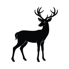 Fototapeta premium Vector of Black Silhouettes of Wild Deers Bold and Clear