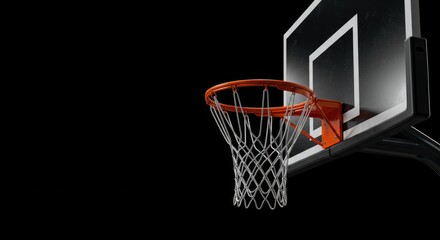 Basketball Hoop Silhouette on Black - Powerful symbolizing competition, skill, determination, victory, and the pursuit of excellence in basketball. A stark contrast of light and dark