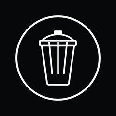 trash can icon, delete icon, recycle bin icon vector on  black background.