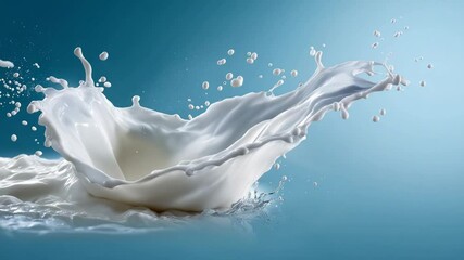 Dynamic milk splash frozen in time with intricate droplets and arcs - Powered by Adobe