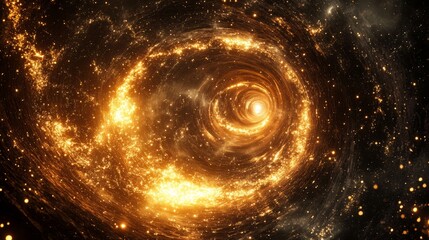 Obraz premium Cosmic vortex of golden nebulae.